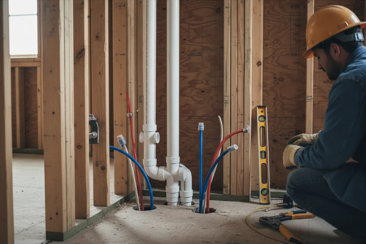Drain and supply rough-in during Sump Pump Repair in Pacific