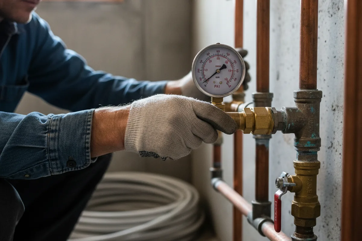Pressure testing a repaired line during Water Line Repair in Pacific